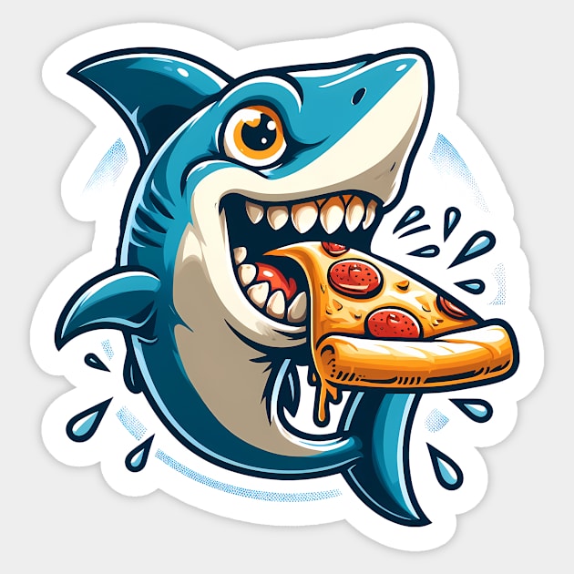 Funny Shark with Pizza, Pizza Lover Sticker by logiamerch